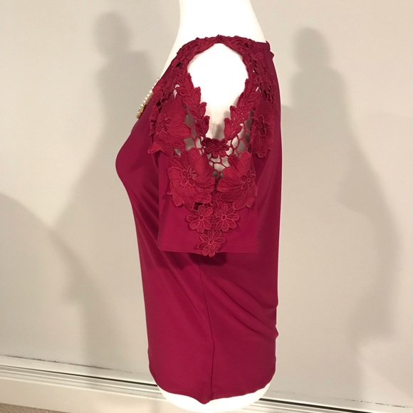 2/$10 Beautiful Burgundy Dressy Blouse - Picture 5 of 8